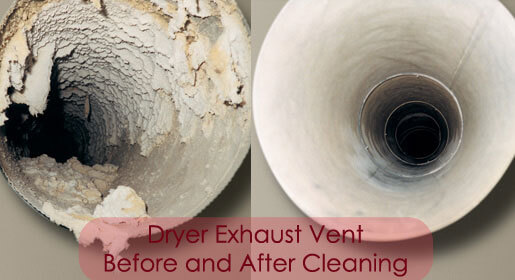 dryer vent before and after cleaning