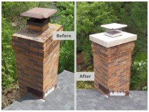 before and after chimney crown repair