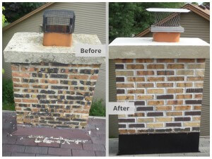 before and after masonry chimney repair