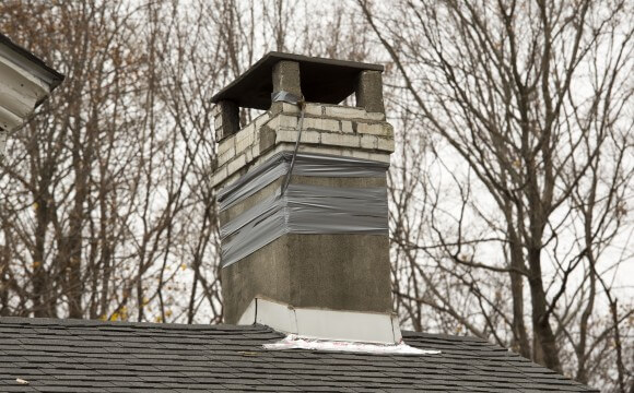 chimney held together with duct tape