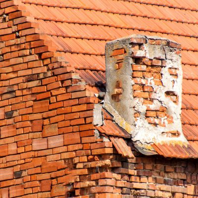 Old Brick Chimney On The Roof Brick Masonry Damaged Chimney
